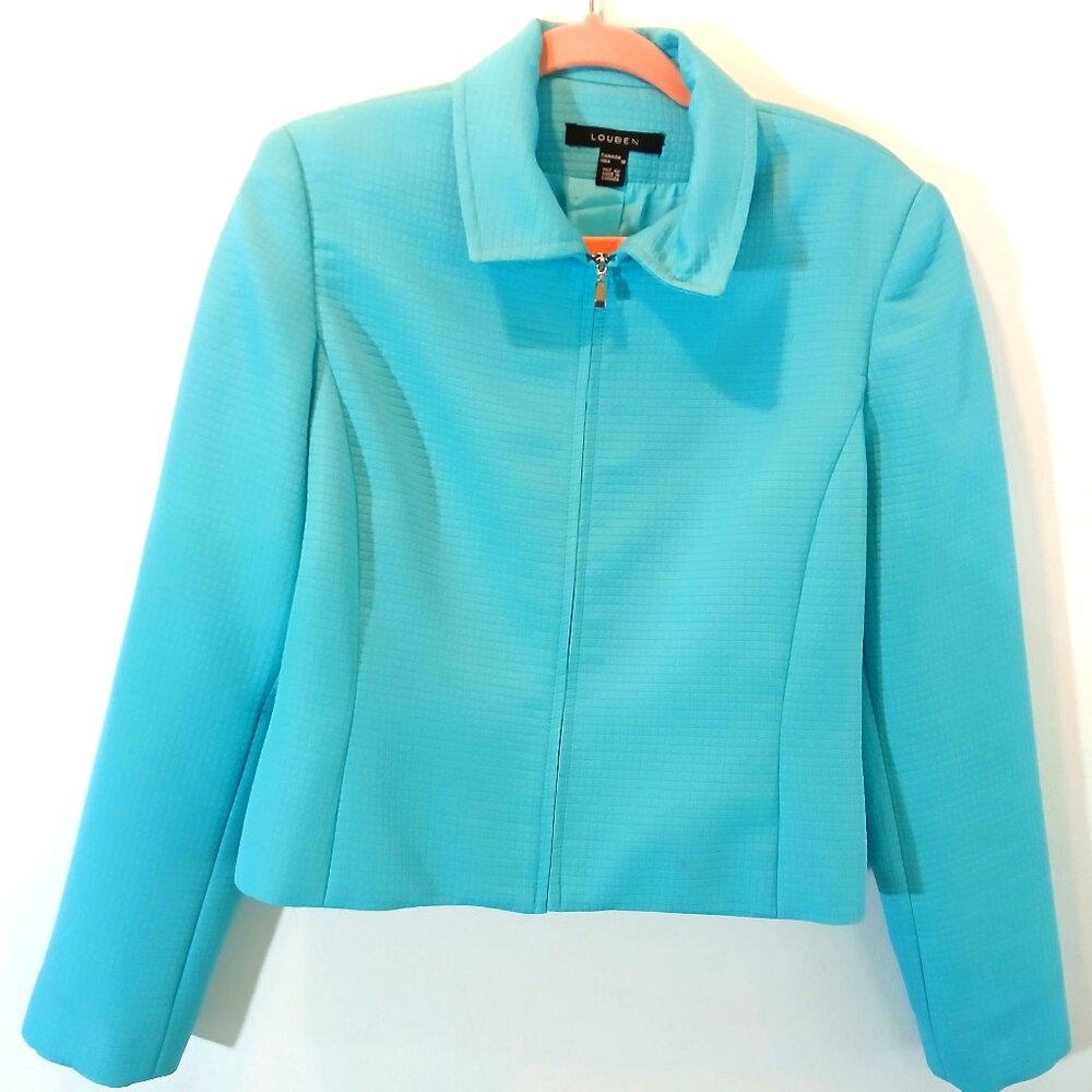 Louben Elegant woman Jacket, Blue, Size 10, Fall Winter.